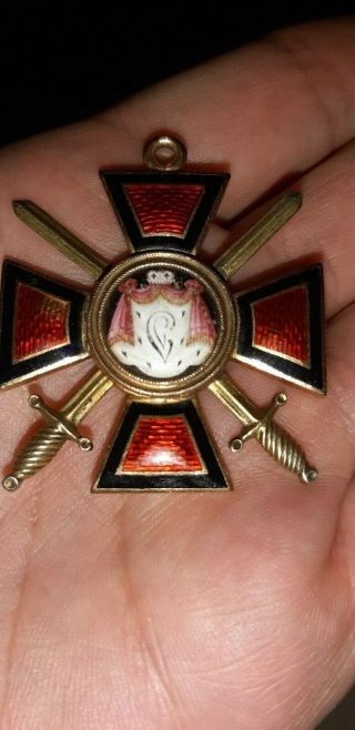Imperial Russian Saint Vladimir Order 22 Carat Gold 19th Century Medal Russia