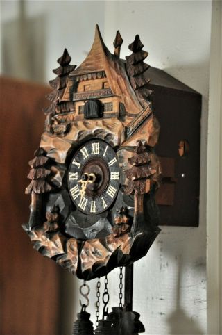 Chalet Cuckoo Clock; Carved And Made In West Germany Black Forest; See Video