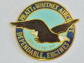 Vintage Wwii Era Pratt Whitney Eagle Engine Badge On P&w Wasp Piston Engine