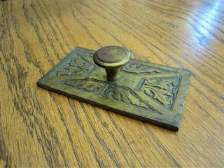 Ornate Antique Bronze Gothic Paperweight Victorian Brass Table Top Paper Holder