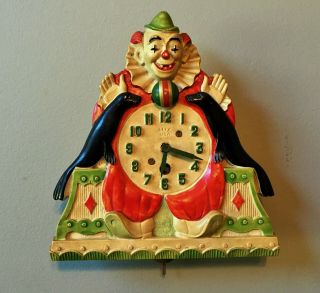 Lux Clock Co.  Clown & Seals Wind - Up Pendulette Wall Clock