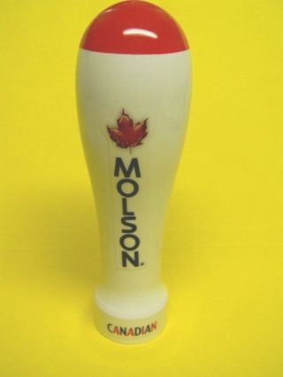 Molson Canadian Beer Tap Handle Maple Leaf Canada Stock