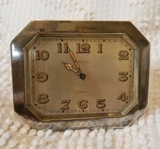 Vintage Tiffany & Co.  Travel Alarm Clock Heavy Brass And Sterling Silver 8 Day