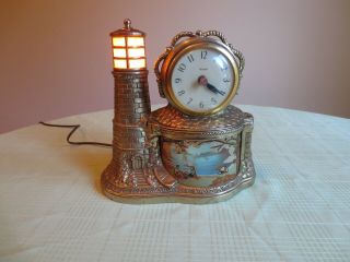 Rare Vintage Lighthouse Motion Clock Sailboat Movement United Clock Corp.