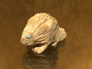 Picasso Marble Porcupine Zuni Fetish Carving Signed By Bernie Laselute 2005