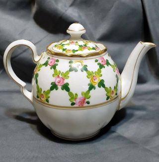 Antique Charles Ahrenfeldt Hp Porcelain Teapot Saxe D.  H.  Holmes Orleans