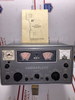 Vintage Hammarlund Hq - 110 Radio Receiver & Manuel Rare 24 Hour Clock