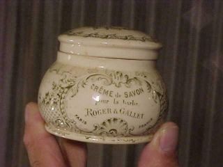 Creme De Saron Roger & Gallet Transferware Victorian Pot Jar