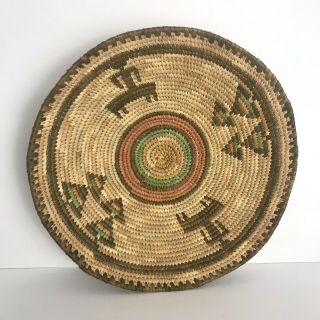 Vtg African Hausa Grass Coiled 12 " Boho Wall Hanging Tray Basket Native Wedding