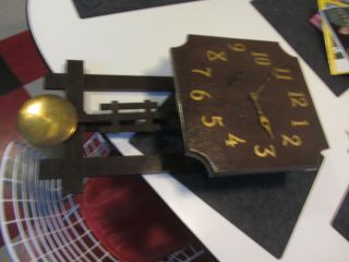 Vintage Arts & Crafts Mission Oak Wall Clock w.  Pendulum Movement.  well 2