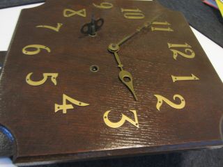 Vintage Arts & Crafts Mission Oak Wall Clock w.  Pendulum Movement.  well 3