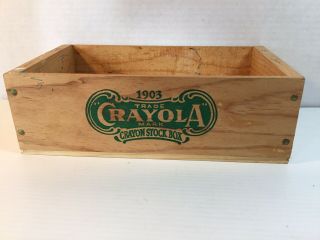 Vintage Crayola 1903 Crayon Stock Box Craft Storage Container Wooden 10” X 3 1/2