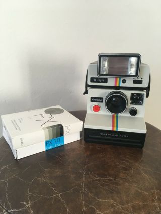 Vintage Polaroid Sx - 70 One Step Land Camera Rainbow White W/q - Light,  It