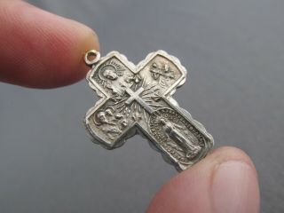Vintage Sterling Holy Trinity Virgin Mary Cross Charm Pendant