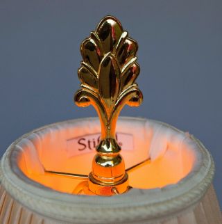 Stiffel Polished Brass Candlestick Table Lamp w/Silk Shade VGC. 3