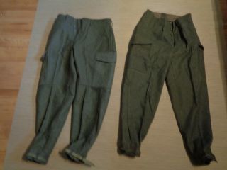 2 Pair Vintage 1940 - 41 100 Swedish Military Wool Cargo Pants Buckle Ankles