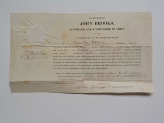 War Of 1812 Document John Brooks Governor Massachusetts Signature Antique 1 Ma N