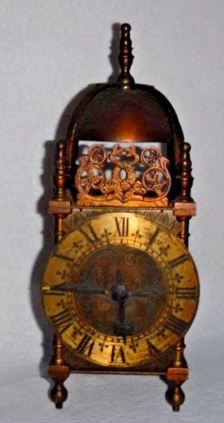 Antique Mercer St Albans England 8 - Day Brass Carriage Lantern Clock,  Key