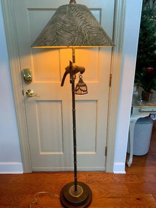 Vintage Frederick Cooper “parrot Jungle” Library Floor Lamp - Rare