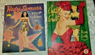 Vtg Uncut Paper Dolls - H.  Lamarr,  B.  Grable,  L.  Turner,  J.  Russell,  G.  Garson
