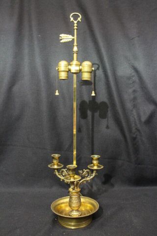 Vintage Warren Kessler Ny 2 - Light Brass Bouillote Candelabra 29 " Table Lamp