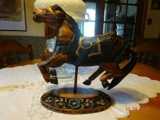 Large Hand Carved Wood Carousal Horse