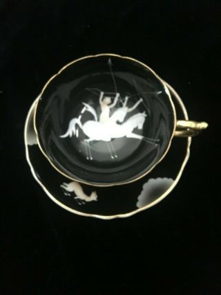Vintage Ardalt Occupied Japan Tea Cup And Saucer,  Black,  White And Gold