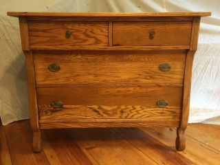 Antique Vintage Solid Oak 4 Drawer Dresser - And Refreshed
