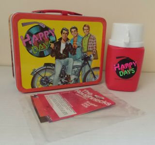 Vintage 1976 Happy Days Lunchbox And Thermos - With Papers.