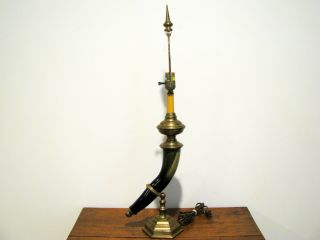 Vintage Chapman Steer Horn & Brass Table Lamp