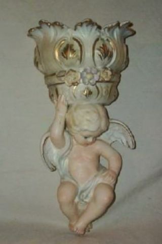 Vintage French Style Porcelain Cherub Wall Sconce Planter Chic Shabby Gorgeous