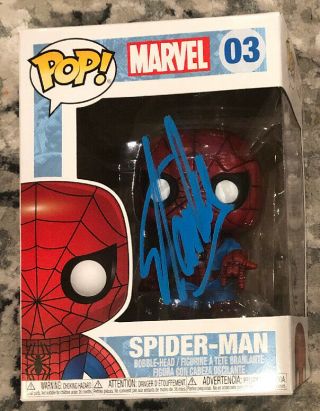 Stan Lee Signed Marvel Spider - Man Funko Pop 03 Autographed Excelsior Hologram
