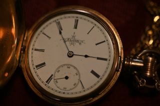 Antique Elgin 10k Gold Filled Case Pocket Watch/chain & Certificate