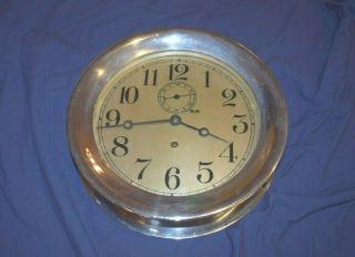 Large 1940s Nickel Plated Chelsea Ship Clock - -