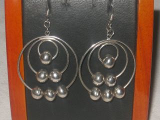 Vintage Southwestern 925 Sterling Hand Crafted Bench Beads Dangle Earrings