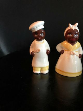 Aunt Jemima Uncle Moses Vintage Black Americana Ceramic Salt & Pepper Shakers 2
