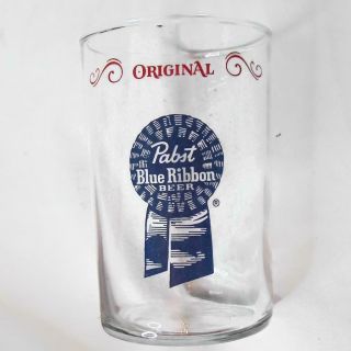 Vintage 1940s Pabst Blue Ribbon Beer Glass - 3 - 1/2 Inch Tall