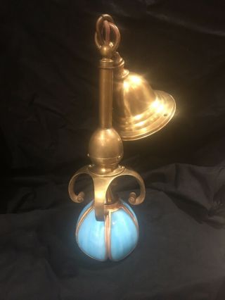 Slag Glass Shade Bronze Brass Pendent,  Sconce,  Leaded Glass Lamp,  Handel Lamp Era