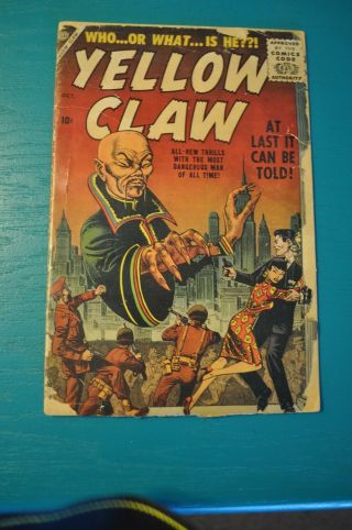Yellow Claw 1 Fr - 1956 Atlas Golden Age Comic Book 1st App Jimmy Woo