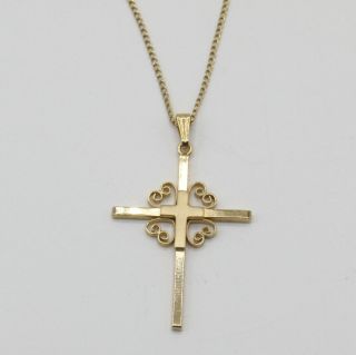 Vintage Kiddie Kraft 1/20 12k Gf Gold Filled Cross Pendant 12 " Chain Necklace