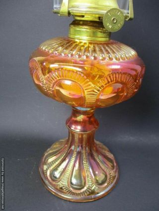 Vintage Imperial Glass Co.  Marigold Zipper Loop Oil Lamp Carnival Glass