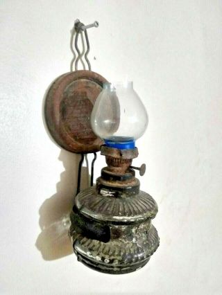 Old Vintage Small Kerosene Oil /wall Lamp Collectible