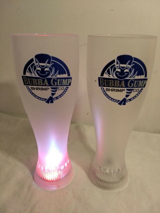 Bubba Gump Shrimp Light Up Flashing Beer Glass Pair 2 Items
