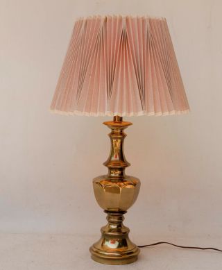 Vintage Stiffel Brass Lamp With Pleated Shade Vgc