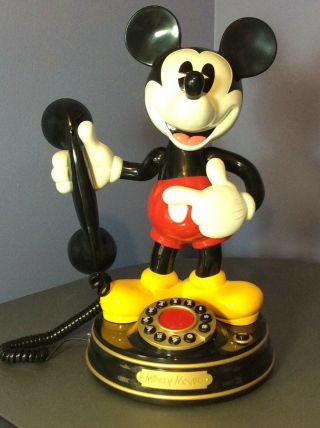 Vtg Walt Disney Mickey Mouse Animated Telephone Telemania Phone Figure Talking