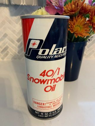 Last One Full Vintage Polaris Snowmobile Oil Can Nos Minty
