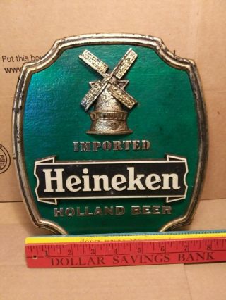 Heineken Imported Holland Beer Sign Windmill Stand Back Plastic 8.  5 X 9.  5 "