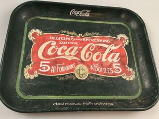 Antique Vintage Coca Cola Delicious And Refreshing Drink 5c At Fountains Tray