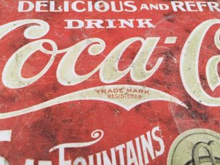 Antique Vintage Coca Cola Delicious And Refreshing Drink 5c At Fountains Tray 2