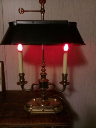 Vintage Frederick Cooper Brass Bouillotte Tole Desk Lamp Brass Shade 24 "